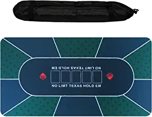 47 x 19 Poker Mat, Professional Portable Anti-Slip Rubber Texas Holdem Poker Table Tops Layout with Carrying Bag 3mm Thickness (47 x 19, Dark Green)