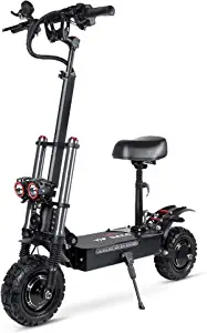 TIFGALOP Electric Scooter High Power Dual Drive 5600W Motor Up to 50 MPH and 48~60 Miles Range 11 Inch Tubeless Off Road Tires Electric Scooter for Adults with Detachable Seat