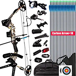XGeek Compound Bow and Arrow kit, 320 Fps Speed Hunting & Target Bow, with All Accessories, USA-Made Limbs, Draw Weight Adjustable 20-70 Lbs, Draw Length 17-29" for Hunting & Target