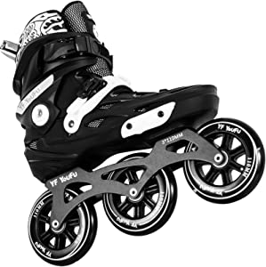 Inline Skates for Men Women, Inline Roller Skate Blades Adult, 3 Wheels 110mm Professional Outdoor Fitness Inline Speed Skates, Black-White