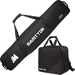 MARITTON Padded Snowboard and Boot Bag Combo,Store Transport Snowboard Up to 165 cm and Boots Up to Size 13,Two-Piece Snowboard Travel Bags.