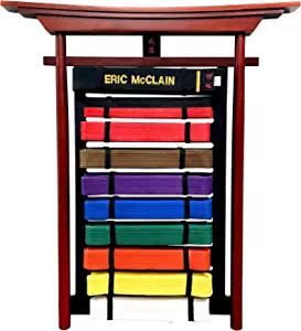 AAMA Martial Arts Taekwondo Karate Judo Jiu Jitsu 10 Level Wall Mountable Wooden Budo Belt Display