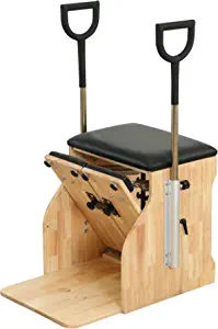 Wunder Pilates Pro Split-Pedal Stability Combo Chair with Handles Oak Wood