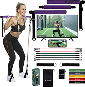 Premium 2-in-1 Pilates Bar Kit with 11 Resistance Bands for Women and Men- Portable Fitness Equipment- Workout Equipment for Home Workouts- Workout Bars for Exercise- Adjustable Resistance Band