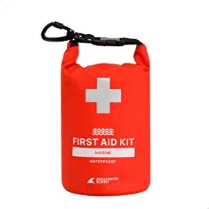 Breakwater Supply Waterproof First Aid Kit Dry Bag Bug Out Bag, Emergency Survival Supplies for Boating, Camping, Kayaking + Heavy-Duty Carabiner, Floating, Reflective, Lightweight