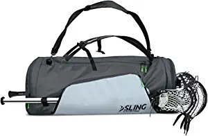 Sling Lacrosse Bag - Hybrid XL - Use As a Backpack or Duffel Bag - Holds 2 Sticks and All of Your LAX Gear - 75L Capacity Gray
