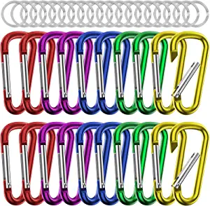 sprookber 2.28" Small Carabiner Clip Keychain, D Ring Caribeaner Clip, Key Clip Caribeener Multipurpose, Set of 20 Pack
