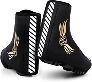 Hikenture Cycling Shoe Covers, Water-Resistant Cycling Overshoes for Winter, Thermal Warm Windproof Bike Shoe Covers for Men & Women, Cold Weather Cycling Toe Covers for Bicycle Booties