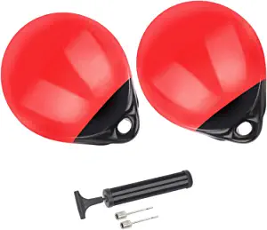 Pair of Boat Mooring Buoys, Marine Grade Inflatable Vinyl Round Pontoon Boat Fenders Ball, Boat Bumpers for Docking, Dock Floats, Fishing Marker Buoys/Swim Buoy/Anchor Ball with Needles and Inflator