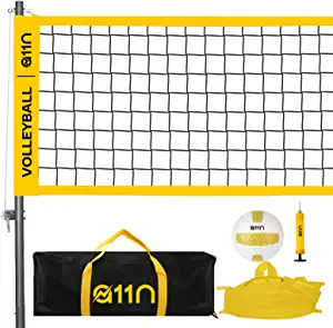 A11N Outdoor Volleyball Set - Includes 32ft Anti-Sag Net, Volleyball, Air Pump, Boundary Markers, and Carrying Bag - for Backyard, Beach, and Park
