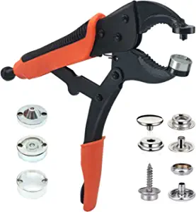 Heavy Duty Snap Fastener Tool Adjustable Snap Setter Tool Includes 20 Sets 15mm Snaps for Boat Cover, Replacing Metal Snaps, Repairing Boat Covers, Canvas, Sewing, Tarps