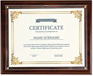 Fine Stationery Walnut Certificate Award Plaque - Slide-In 8.5x11 Certificate or Diploma, Wall Frame