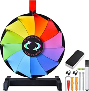 WinSpin 12 Inch Prize Wheel Dual Use Tabletop or Wall Mounted Spinning Wheel, 12 Slots Fortune Design Carnival Spin Game