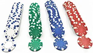 SEETOOOGAMES 11.5g Clay Composite Dice Striped Casino Poker Chips- 4 Colors