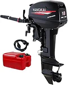 BJTDLLX 2 Stroke 18HP Outboard Motor, 246CC Heavy Duty Fishing Boat Engine Marine Engine with CDI Ignition System Water Cooling System Boat Motor, Tiller Control Shaft 40CM/16inch