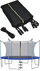 Giantex Trampoline Safety Net w/Adjustable Straps, 8 10 12 14 15 16Ft Weather-Resistant Replacement Enclosure Net for Round Frame w/Double-Headed Zippers, Protection Buckles, Poles Not Included
