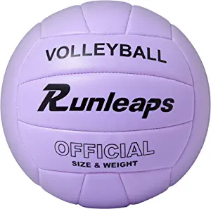 Runleaps Volleyball, Waterproof Indoor Outdoor Volleyball for Beach Game Gym Training (Purple, Official Size 5)