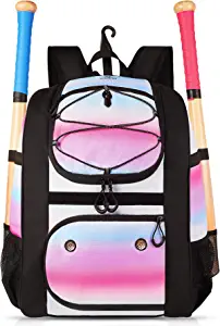 Softball Bag, Lightweight Youth Baseball Backpack with Shoe Compartment, MATEIN Baseball Bag with Fence Hook for TBall Bat & Equipment, Softball Gifts for Girls Teenager Boys Fit Batting Glove, Helmet