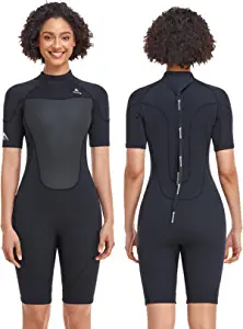 Abahub 2/3mm Men and Women Shorty Wetsuits (7 Sizes), Front/Back Zip Spring Suit for Snorkeling, Surfing, Kayaking, Scuba Diving, Short Sleeve Neoprene Wet Suit for Water Sports
