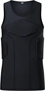 Mens Padded Football Shirt Rib Protectors Compression Shirts with Pads Basketball Protective Gear Rugby Tank Top