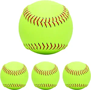 GKK Softballs 4 Pack Sports Practice Softballs 12 Inch Slow Pitch Official Size and Weight Softball Unmarked Autograph Softball Training Ball for Games, Soft Toss, Batting, Fielding, Hitting, Pitching