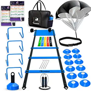 STUHOO Agility Training Equipment Set | Soccer Training Equipment for Kids | Agility Ladder Speed Training Equipment with Bag | Football Training Equipment with Hurdles, Cones & Resistance Parachute