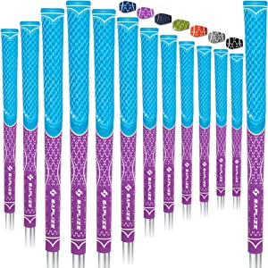 SAPLIZE Hybrid Golf Grips (CL07) - Set of 13, Innovative Design, Cross Corded Rubber Technology, Options of 7 Colors, Standard/Midsize, Basic/Deluxe Kit for Choice, MultiCompound Golf Club Grips