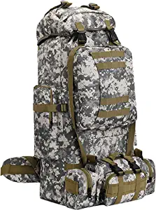 HongXingHai 100L Camping Hiking Backpack,Molle military Tactical rucksack backpack,Waterproof Lightweight Hiking Backpack (CityCamo-C)