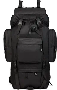 Internal Frame Hiking Backpack 65L Backpacking Backpack with Rain Cover Waterproof Camping Rucksack for Men and Women (Black)