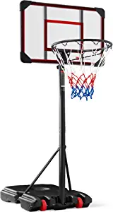 Best Choice Products Kids Height-Adjustable Basketball Hoop, Portable Backboard System w/ 2 Wheels, Fillable Base, Weather-Resistant, Nylon Net, Adjusts from 70.5in to 82.3in - Clear