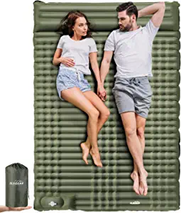 Elegear Double Sleeping Pad for Camping, 4" Ultra-Thick Self Inflating Camping Pad 2 Person with Pillow Built-in Foot Pump Camping Sleeping Mat for Backpacking, Hiking, Portable Camping Pad