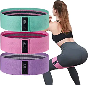JHT Resistance Bands for Legs Butt, 3 Levels Booty Hip Bands for Squat Exercise Workout Fitness Yoga Gym Pilates Bar, Wide Fabric Thighs Loop Band, Non Slip Sweet Sweat, for Women