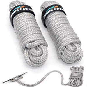 INNOCEDEAR 2 Pack Premium Gray Dock Lines - 15' / 25'/35' with Eyelet.Double Braided Nylon Dock Line/Mooring Lines.Hi-Performance Marine Boats Ropes (3/8" x15')
