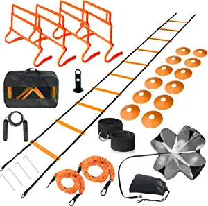 Adjustable Speed Training Hurdles Fitness & Speed Training Equipment with Agility Ladder - Plyometric Fitness & Speed Training Equipment  Hurdle/Obstacles for Soccer, Football, Track & Field & More