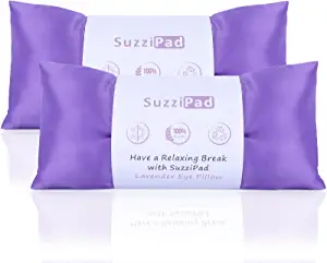 SUZZIPAD Lavender Eye Pillow for Meditation, Yoga & Stress Relief | Weighted Eye Mask for Sleeping, Headache Relief | Hot & Cold Eye Compress | Meditation Accessories with Aromatherapy, Pack of 2