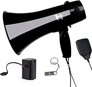 HornPro Megaphone Bullhorn - with Built-in Siren 35 Watt Voice Recorder & 400 Meters - Ideal for Football, Soccer, Baseball, Hockey, Basketball, Cheerleading Fans & Coaches