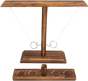 DreamToyz Ring Toss Games for Adults, Ring Toss Game, Outdoor Indoor Handmade Wooden Hooks Fast-paced Interactive Game for Bars, Home, Party, 15.7" X 13" Large Size, Brown