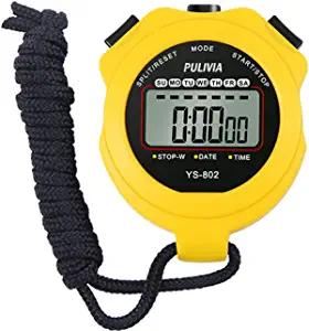 PULIVIA Stopwatch Sport Timer Lap Split Digital Stopwatch with Clock Calendar Alarm, Large Display Shockproof Stopwatch for Coaches Swimming Running Sports Training