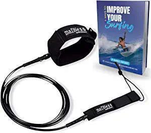 Madness Surfcraft Premium Surfing Leash. 5ft, 6ft, 7ft, 8ft, 9ft, 10ft Surfboard Leash, 5.5mm / 6mm / 7mm Surf Board, Longboard, SUP, Paddleboard Leash + Improve Your Surfing eBook