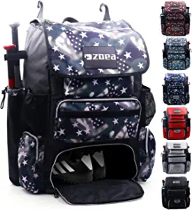 ZOEA Super Large Expandable Bat Pack, Baseball Bat Bag Backpack, T-Ball & Softball Equipment & Gear for Youth and Adults, Large Capacity Holds 4 Bats,2 Drink Pockets , Helmet, Gloves, Cleats,Shoes Compartment