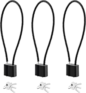 DELSWIN Cable Gun Locks with Keys - 15" Keyed Cable Gun Lock Heavy Duty Helmet Lock Fits Pistols Rifles Shotguns Handguns BB Guns (3 Pack)