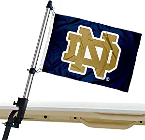 University of Notre Dame Golf Cart Flag and Flag Pole Holder Mount Set