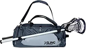 Sling Lacrosse Bag - Hybrid 3.0 2022 Version - Use as a Backpack or Duffel Bag - Holds 2 Sticks and All of Your LAX Gear - 40L Capacity, Gray