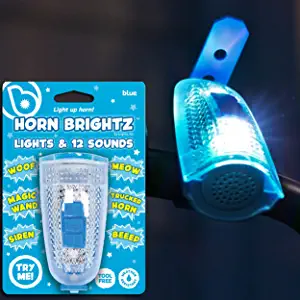 Brightz HornBrightz Light Up LED Bike Horn Light - 12 Unique Sound Effects - Bike Bell, Ring, Police Siren, Fire Engine, Trucker Horn, Backup Beep, Motorcycle, Magic Wand, Cat, Dog, Cow, Horse