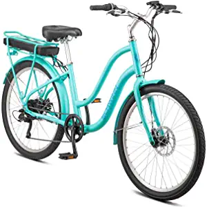 Schwinn Mendocino Mens and Womens Hybrid Electric Beach Cruiser Bike, Lightweight Aluminum eBike Frame, 26-Inch Wheels, Pedal Assist, 6 Speed Drivetrain