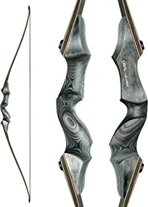 Black Hunter Takedown Longbow, GLURAK 60" Wooden Archery Bow Hunting Bow - Right Hand Bow for Beginner Training Practice, 25-60lb