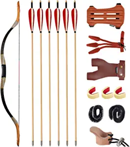 Huntingdoor Longbow and Arrow Set for Adults Traditional Recurve Bow Mongolian Horse Bow Handmade Long Bow Horsebow with Archery Accessories for Shooting Target Practice