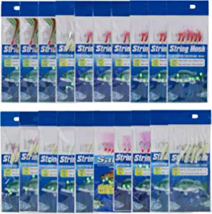 Fishing Bait Rigs Set,20 Packs Fishing Bait Rigs Luminous Bait Rig with Sharp Hooks,Soft Shrimp Lure Surf Fishing Rigs Saltwater