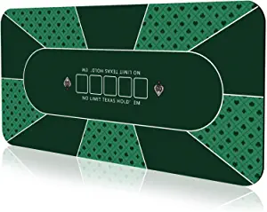 YUZPKRSI 70 x 35 Inch Poker Mat, 10 Players Texas Hold'em Poker Rubber Mat Poker Topper for Tables, Folding Portable Poker Table Top Layout w/Carrying Bag for Poker Games, Blackjack, Casino