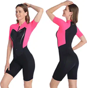 Wetsuit Women Men Lycra and 1.5MM Neoprene Front Zip Shorty Wetsuit AONYIYI Plus Size Wetsuits for Women Men in Cold Water One Piece Spring Summer Wetsuit for Swimming Scuba Surfing Water Sports